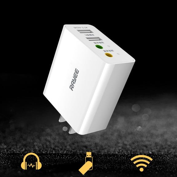 RAEYY D80 Bluetooth Adapter Audio Receiver Support 2.1A Dual USB Fast Charge, US Plug