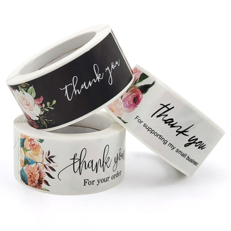 10 PCS Thank You Flower Sticker Gift Wrap Sealing Sticker, Size: 1x3 Inch(A-415)