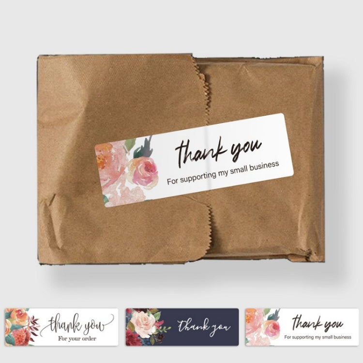 10 PCS Thank You Flower Sticker Gift Wrap Sealing Sticker, Size: 1x3 Inch(A-415)