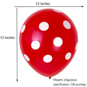 100 PCS FY-10280 12 Inch Dot Party Decorative Balloon Wedding Scene Arrangement Latex Balloon(Red White Dot)