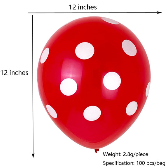 100 PCS FY-10280 12 Inch Dot Party Decorative Balloon Wedding Scene Arrangement Latex Balloon(Red White Dot)