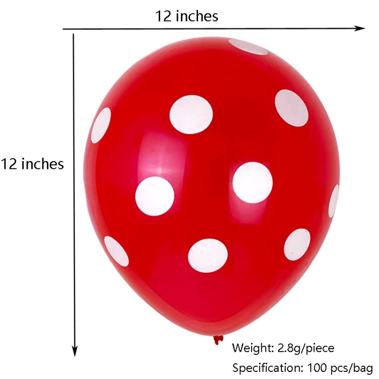 100 PCS FY-10280 12 Inch Dot Party Decorative Balloon Wedding Scene Arrangement Latex Balloon(Red White Dot)