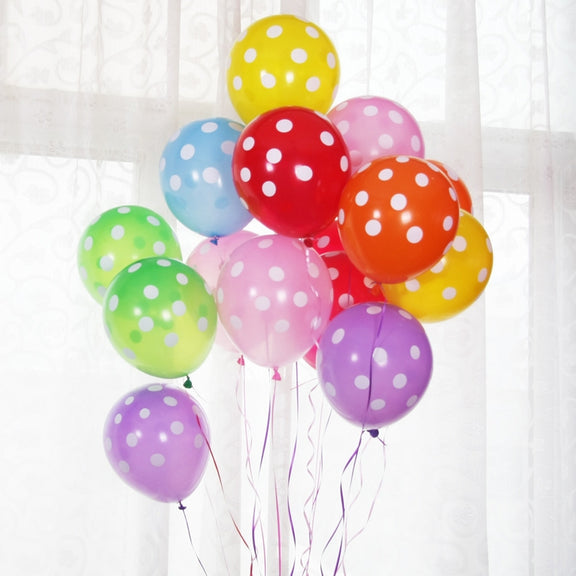 100 PCS FY-10280 12 Inch Dot Party Decorative Balloon Wedding Scene Arrangement Latex Balloon(Red White Dot)