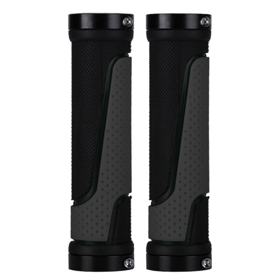 2 Pairs BG-0404 Bicycle Rubber Handle Cover The Mountain Bike Bilateral Lock Dead Anti-Slip Handle Cover(Grey)