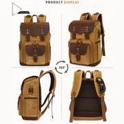 K-86 Casual Shoulder Camera Bag Contrast Water-resistant Batik Canvas Single Digital Camera Photo Backpack(Khaki)
