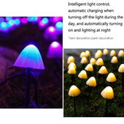 5m 20 LEDs Solar Mushroom Lawn Light Outdoor Water-resistant Garden Villa Landscape Decorative String Lights(Warm White Light)