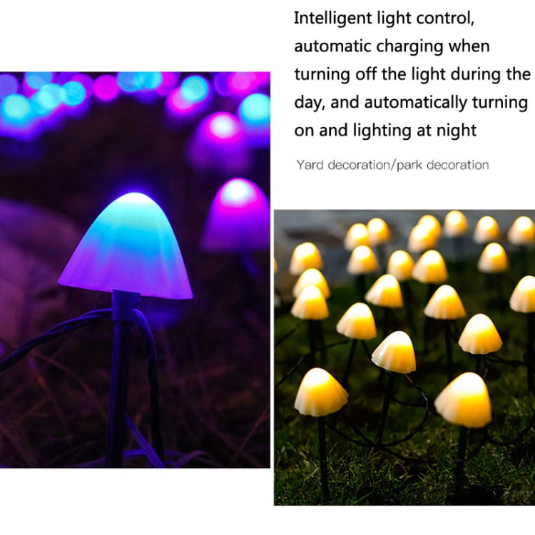 5m 20 LEDs Solar Mushroom Lawn Light Outdoor Water-resistant Garden Villa Landscape Decorative String Lights(Warm White Light)
