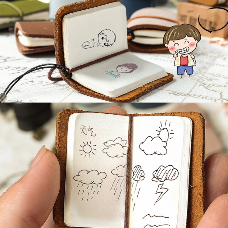 Ultra-Small Mini TN Hand Account Book Leather Notebook Portable Travel Diary(Oil Wax Leather Black)