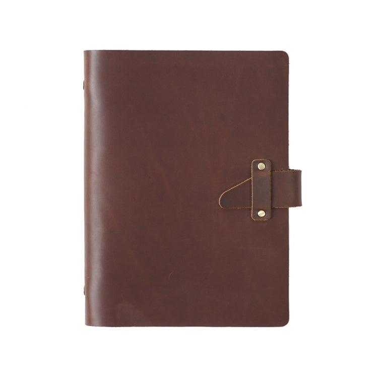 A5 Cowhide Retro Loose-Leaf Notebook Diary Office Business Simple Notepad Crazy Horse Leather Handbook( Brown)