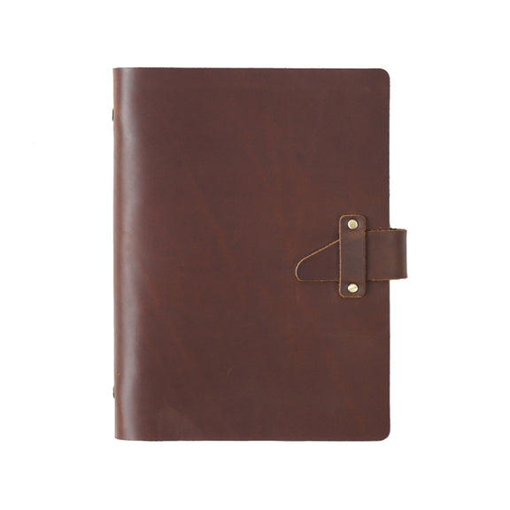 A5 Cowhide Retro Loose-Leaf Notebook Diary Office Business Simple Notepad Crazy Horse Leather Handbook( Brown)