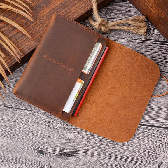 Crazy Horse Skin  Passport Bag Document Holder Retro Boarding Pass Wallet Card Holder(Brown)