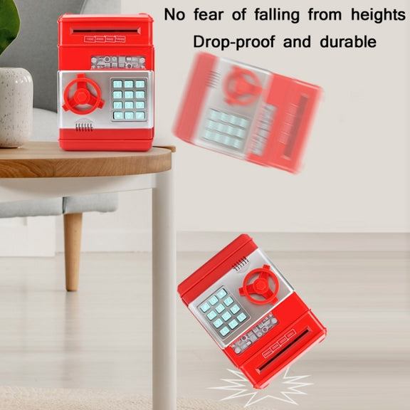 Password Safe Deposit Box Children Automatic Savings ATM Machine Toy, Colour: Black Red
