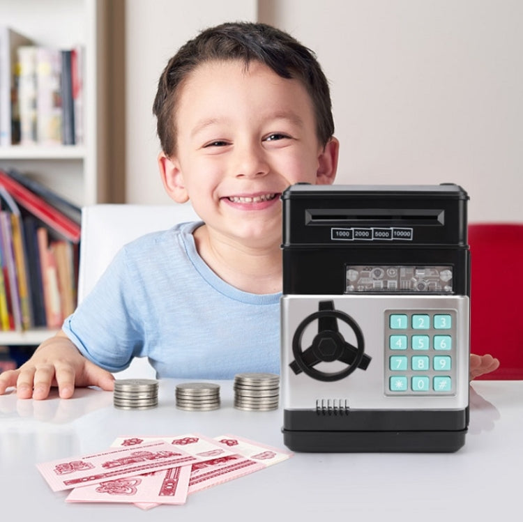 Password Safe Deposit Box Children Automatic Savings ATM Machine Toy, Colour: Black Red