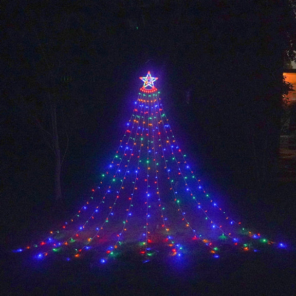 10LM 350 LED Star Waterfall Light Christmas Tree String Lights Outdoor Meteor Light, Plug Spec: US Plug(RGB Light)
