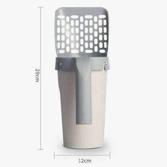 All-In-One Cat Litter Scoop Pet Toilet Picker Removable Portable Plastic Scoop(Gray White)