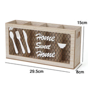 Kitchen Wooden Tableware Cutlery Storage Box(29.5x8x15cm)