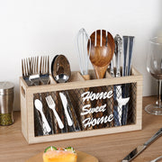 Kitchen Wooden Tableware Cutlery Storage Box(29.5x8x15cm)