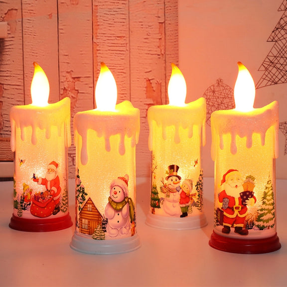 Christmas Decoration Night Light LED Simulation Flame Candle Light(B-Santa Claus)