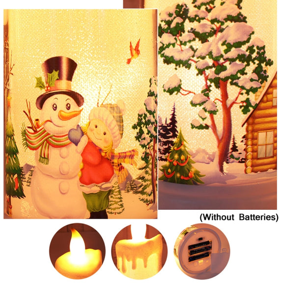 Christmas Decoration Night Light LED Simulation Flame Candle Light(B-Snowman)