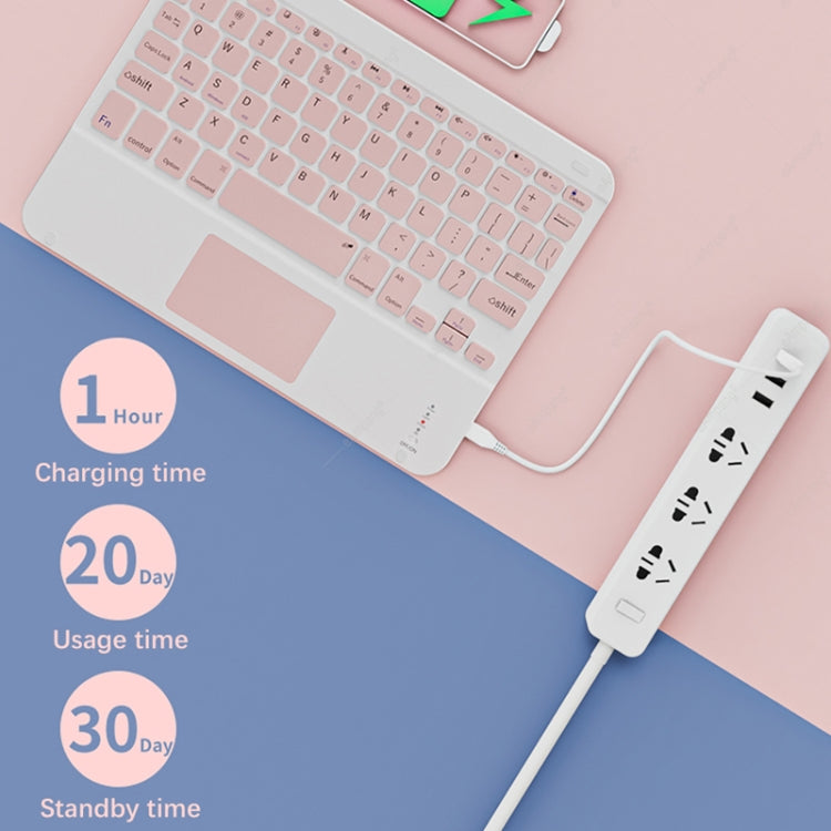 871 9.7 Inch Portable Tablet Bluetooth Keyboard With Touchpad + Mouse Set for iPad(Pink + Mouse)