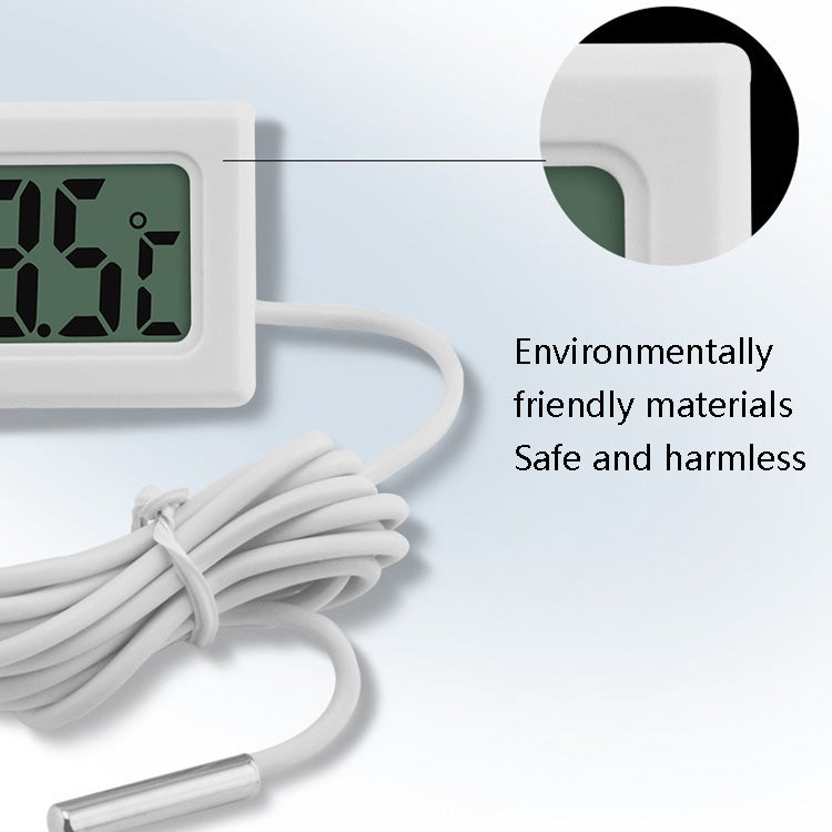 2 PCS Fish Tank Digital Thermometer Water-resistant Probe Electronic Measuring Thermometer, Line Length:  2m (White)