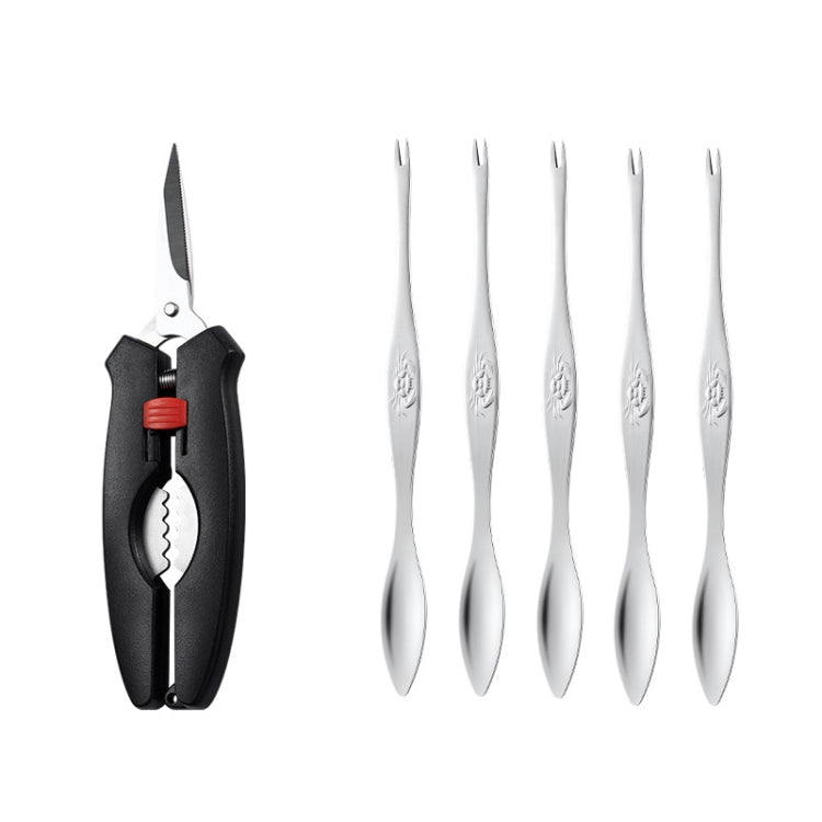 Crab Tool 304 Stainless Steel Crab Fork Crab Scissors Crab Needle,Style: 5 Fork 1 Knife