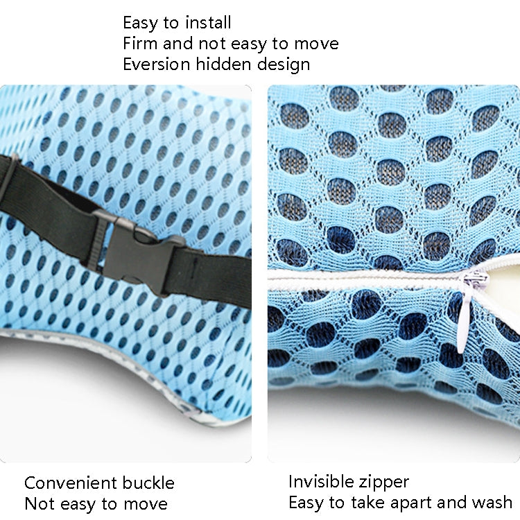 Car Supplies Lumbar Support Memory Foam Car Backrest Lumbar Cushion Seat Cushion Lumbar Pillow, Colour: 4D Grid Blue