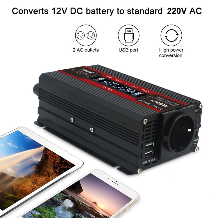 2000W LCD Smart Home Car Inverter 12V To 220V Power Converter