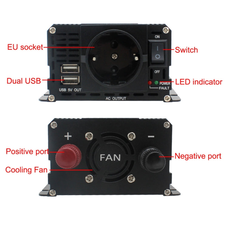 2000W LCD Smart Home Car Inverter 12V To 220V Power Converter
