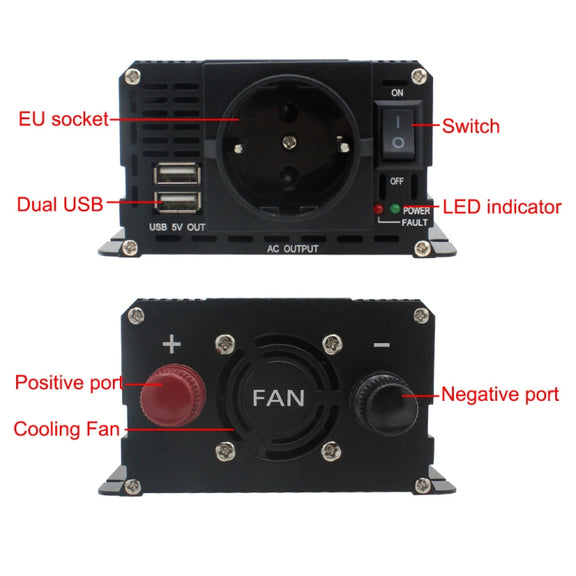 2000W LCD Smart Home Car Inverter 12V To 220V Power Converter