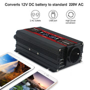 3000W LCD Smart Home Car Inverter 12V To 220V Power Converter