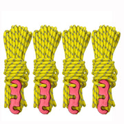4m x 4 Rolls Outdoor Camping Tent Canopy Wind Rope Luminous Multi-Function Wind Rope Buckle Tent Fixed Rope( S Buckle-Yellow)
