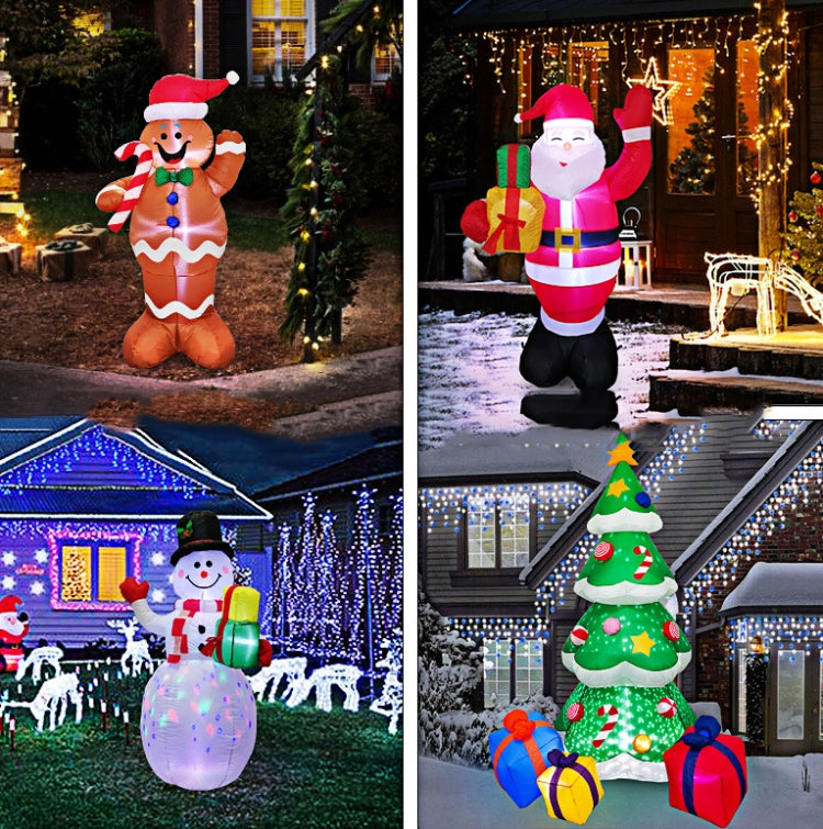 Santa Claus Christmas Tree Snowman Inflatable LED Luminous Christmas Ornaments, US Plug(QM0003-1.5M)