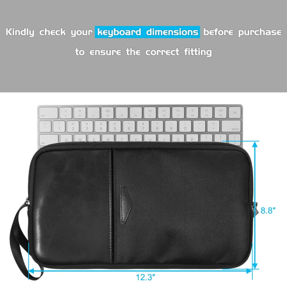 Universal PU Leather + Nylon Water-resistant Zipper Portable Keyboard Storage Bag For Apple Wireless Keyboard A1314 & Magic Keyboard A1644(Black)