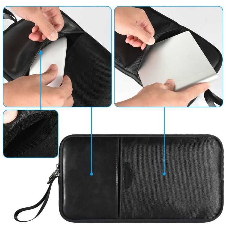 Universal PU Leather + Nylon Water-resistant Zipper Portable Keyboard Storage Bag For Apple Wireless Keyboard A1314 & Magic Keyboard A1644(Black)