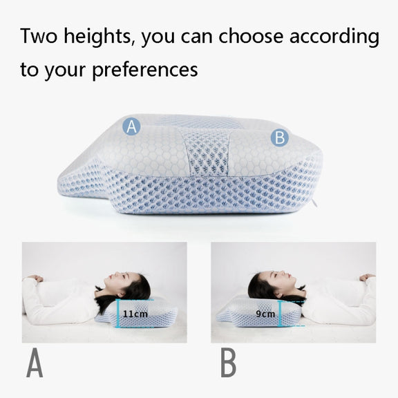 P10 Memory Foam Slow Rebound Pillow Neck Protector Memory Foam Pillow, Dimensions: 60 x 43 x 11cm(White Blue)