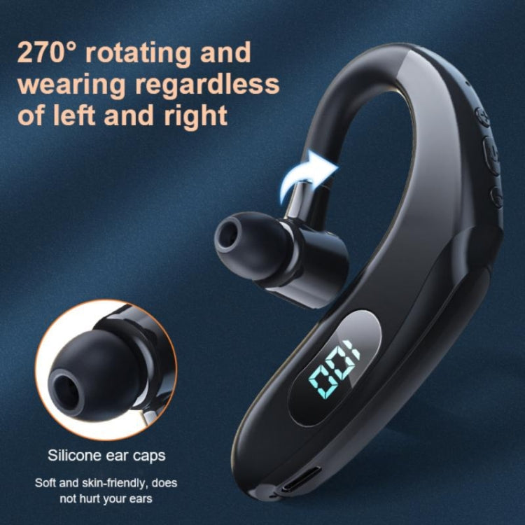 Q20 Bluetooth 5.2 Business Digital Display Sports Earhook Stereo Earphone(White)