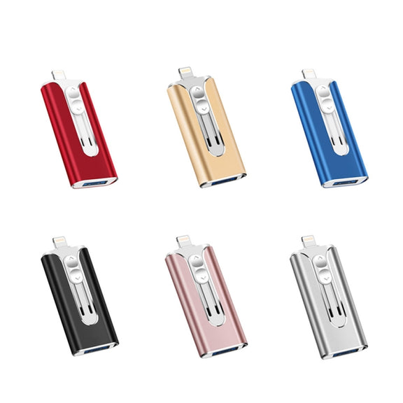 32GB Micro USB + 8 Pin + USB 2.0 3 in 1 Mobile Phone Computer U-Disk(Rose Gold)