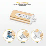 32GB Micro USB + 8 Pin + USB 2.0 3 in 1 Mobile Phone Computer U-Disk(Rose Gold)