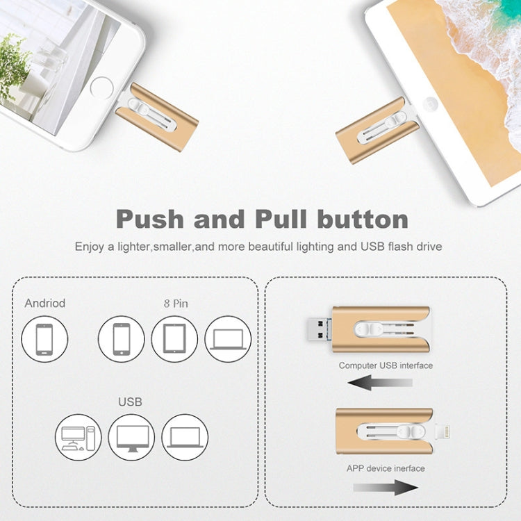 32GB Micro USB + 8 Pin + USB 2.0 3 in 1 Mobile Phone Computer U-Disk(Rose Gold)