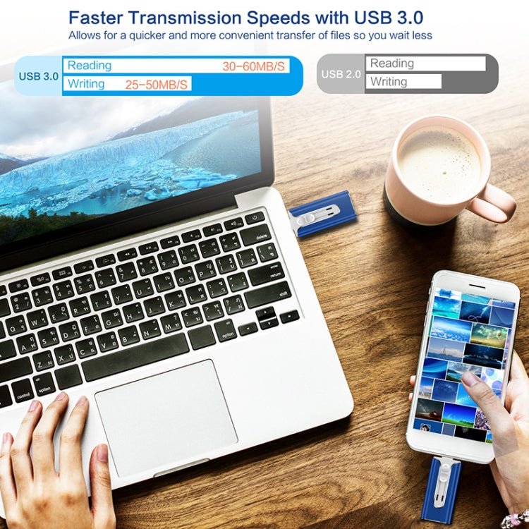 32GB Micro USB + 8 Pin + USB 2.0 3 in 1 Mobile Phone Computer U-Disk(Rose Gold)