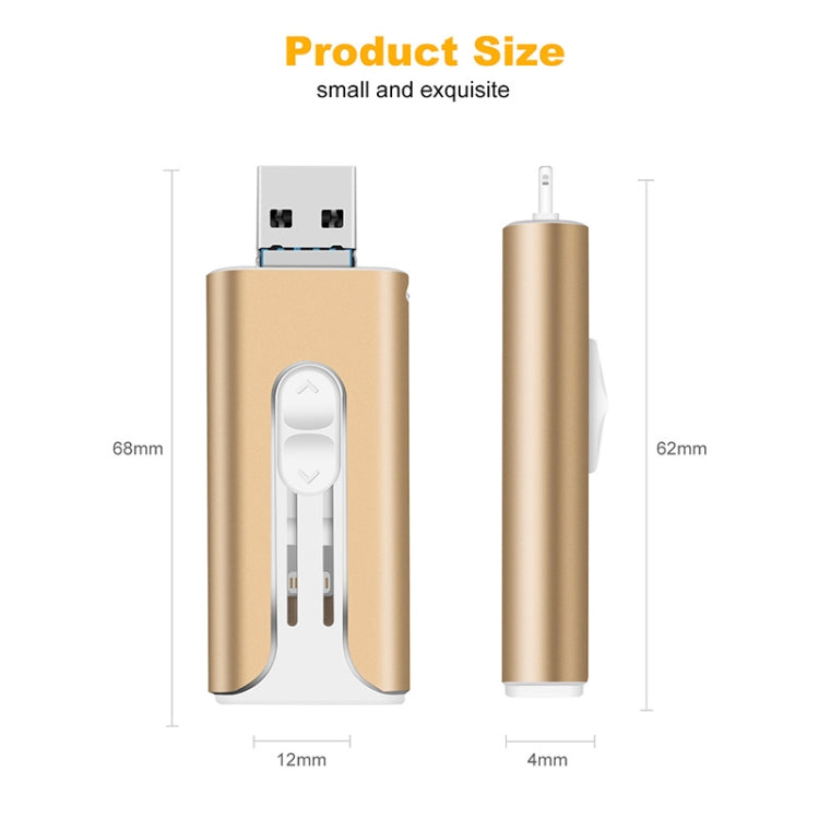 64GB Micro USB + 8 Pin + USB 2.0 3 in 1 Mobile Phone Computer U-Disk(Silver)