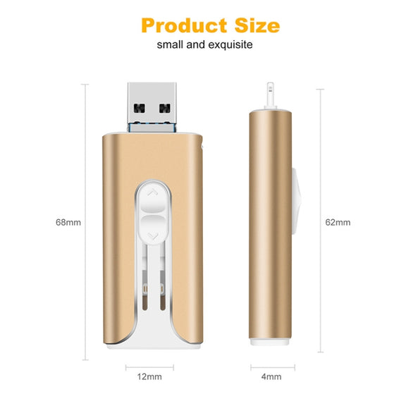 64GB Micro USB + 8 Pin + USB 2.0 3 in 1 Mobile Phone Computer U-Disk(Silver)