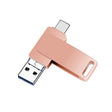 128GB USB 3.0 + 8 Pin + USB-C / Type-C 3 in 1 Phone Computer Metal Rotatable U-Disk(Pink) - U Disk & Card Reader by PMC TechLife | Online Shopping South Africa | PMC TechLife