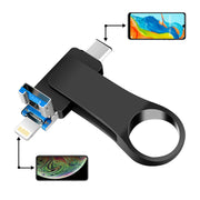 16GB USB 3.0 + 8 Pin + USB-C / Type-C 3 in 1 Mobile Computer Metal U-Disk(Black)