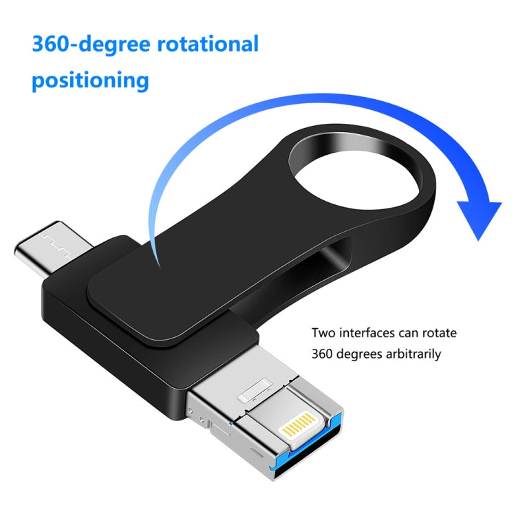 32GB USB 3.0 + 8 Pin + USB-C / Type-C 3 in 1 Mobile Computer Metal U-Disk(Black)