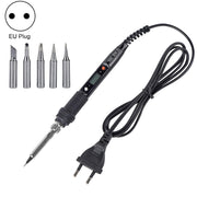 Metallic LCD Temperature Regulating Soldering Iron And Soldering Iron Tip Set Electric Soldering Iron Welding Tool(220V EU Plug Silver Head  Black)