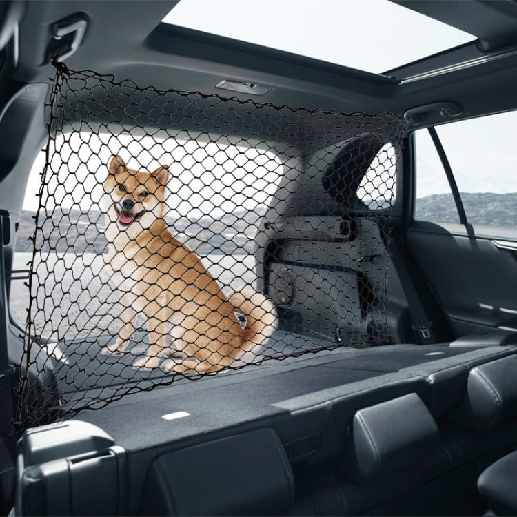 Car Pet Isolation Net Car Back Seat Dog Barrier Safety Net(120x70cm 4 Side Rubber Band)