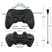 MB-P913 PC Six-Axis Somatosensory Back Key Programming Dual Vibration Bluetooth Gamepad For PS4 Pro(Blue Black)