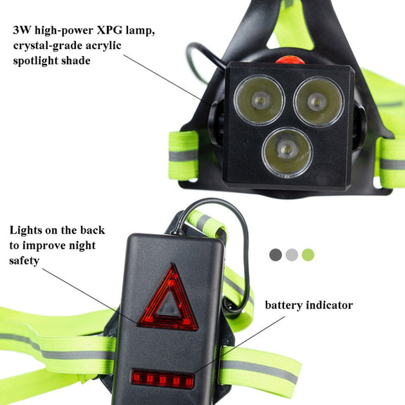 Outdoor Sports Running Light Water-resistant Night Riding Light Highlight Rechargeable Mountaineering Light Chest Warning Light